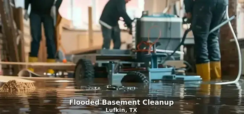 Technician assessing water damage in a basement in Wisconsin Rapids, WI